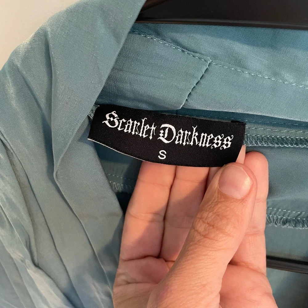 Scarlet Darkness Steampunk Victorian Teal Blouse NWOT - Picture 6 of 6